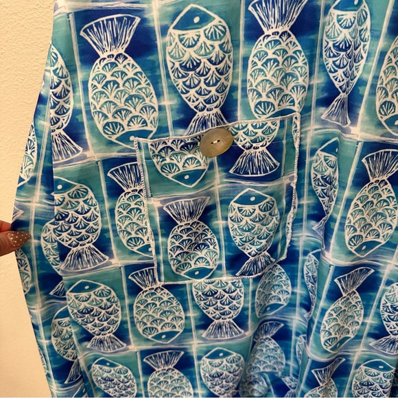 Lulu-B Blue and White Fish Print Dress - Picture 4 of 8